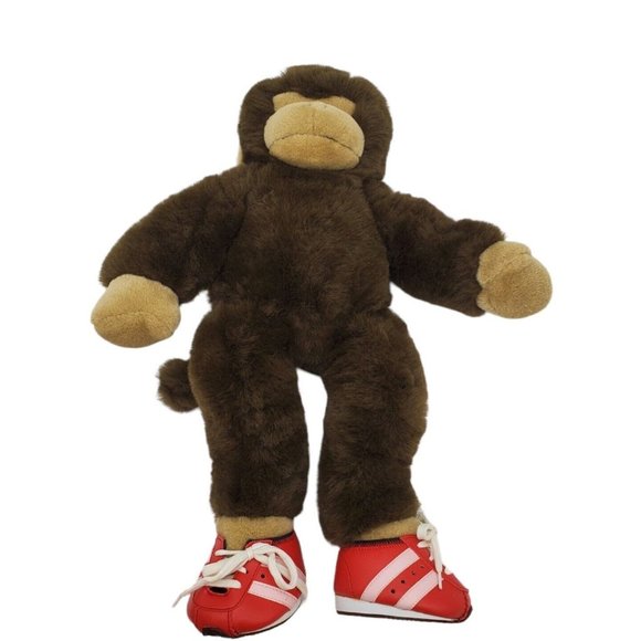 Build A Bear Monkey Chimp Plush 17” Brown Stuffed Animal With Red Lace Up Shoes - Picture 4 of 8